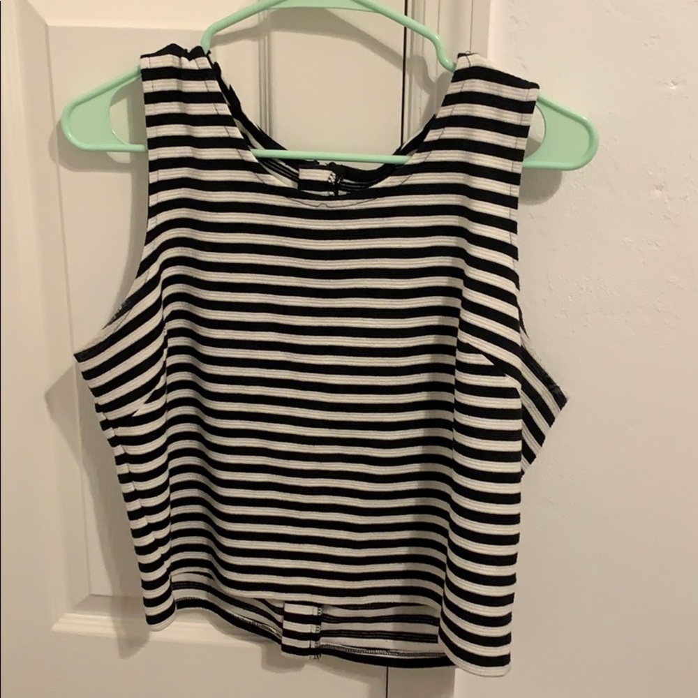 Sleeveless Stripe Crop Top.